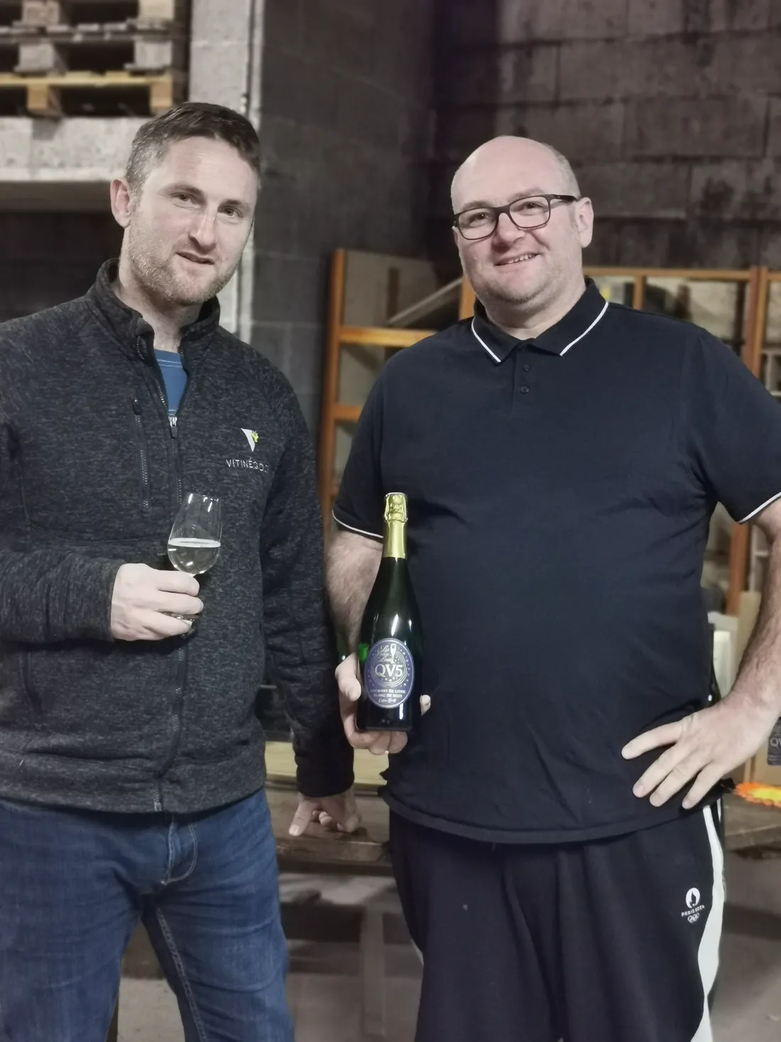 Thomas and Julien Brunet in the estate's cellar